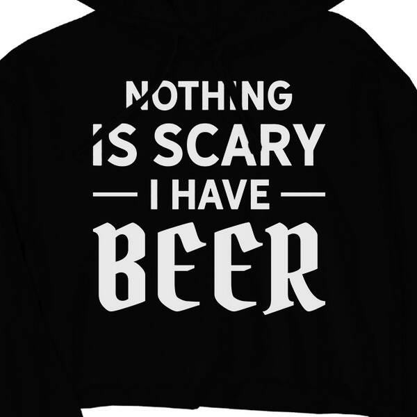 Shop Nothing Scary Beer Womens Black Crop Hoodie Spooky Good