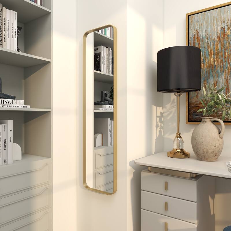 Iron Contemporary Wall Mirror - 12 x 2 x 48