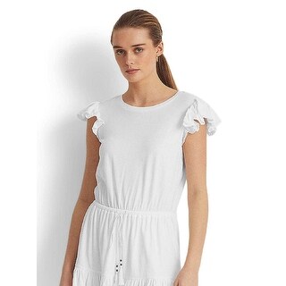 Lauren Ralph Lauren Women s Eyelet Jersey Dress White Size 12 Bed Bath Beyond 40642100