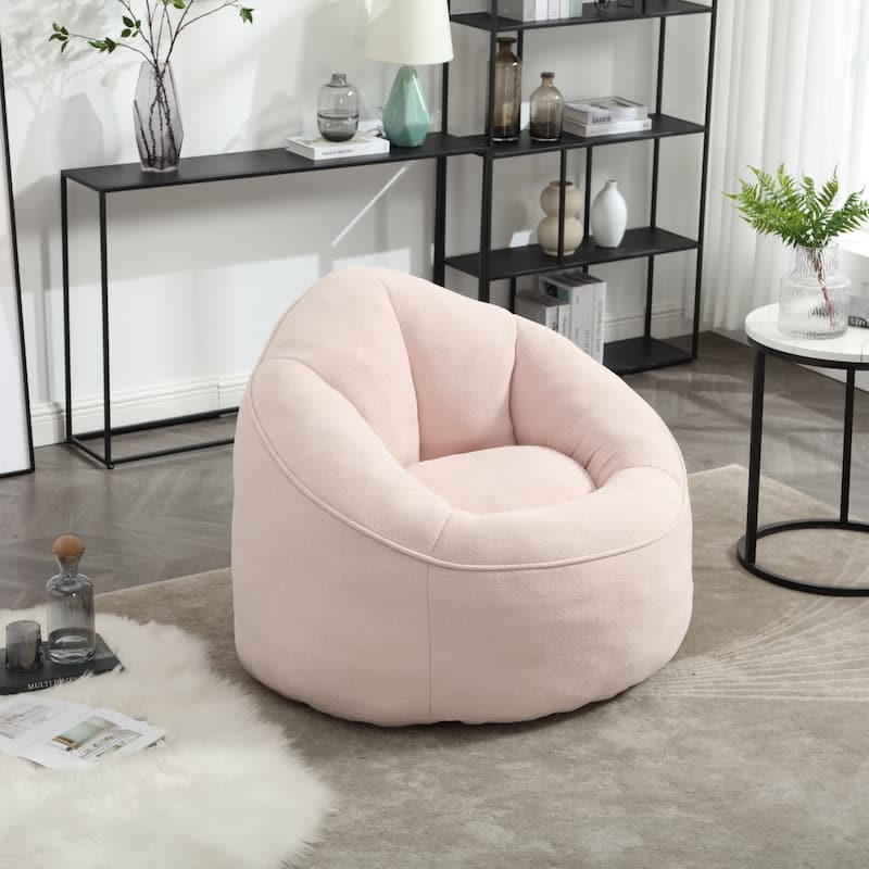 Pink Modern 40" Microfiber Upholstered Accent Chair with Ottoman and Padded Foam Padding Compressed for Living Room
