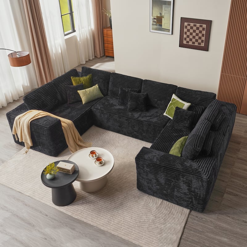HOOOWOOO Modular Plush Fabric Sectional Sofa