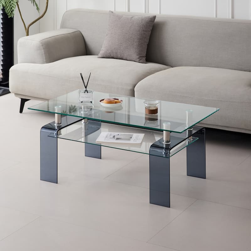 Tempered Glass Coffee Table, Modern Glass Coffee Table