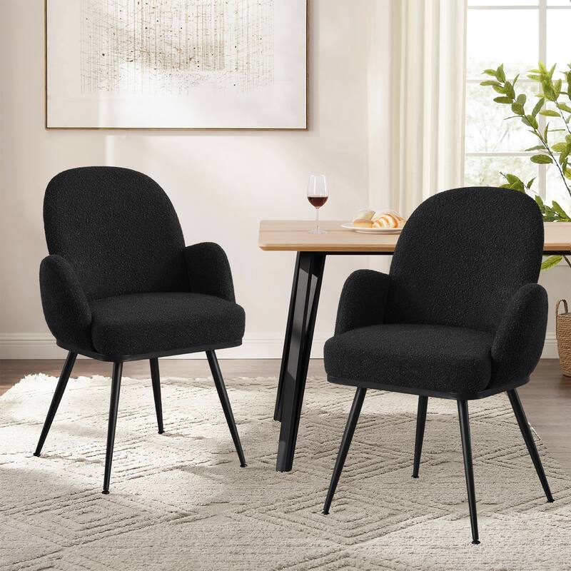 Fabric Upholstered Dining Chairs Set of 2/4 with Arms - 34.8"H x 23.2"W x 22.8"D