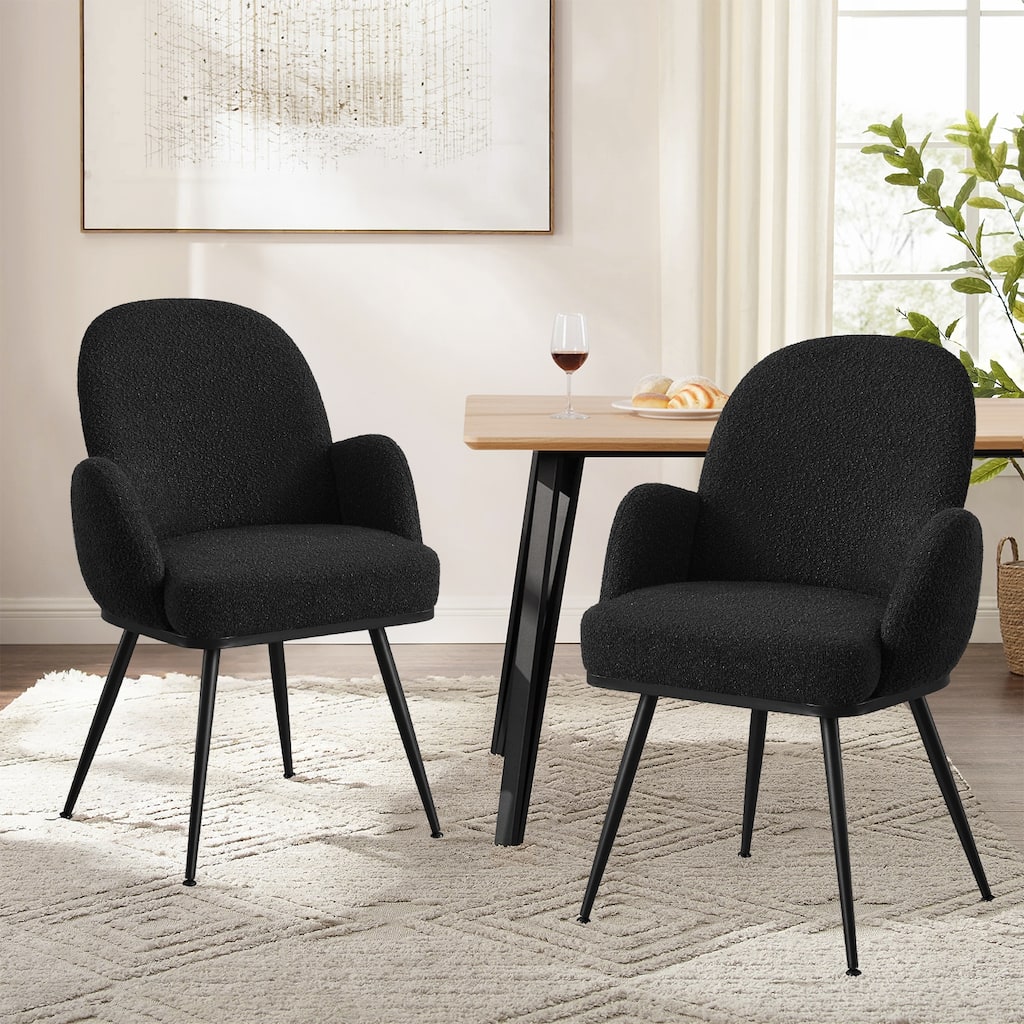 Fabric Upholstered Dining Chairs Set of 2/4 with Arms - 34.8"H x 23.2"W x 22.8"D