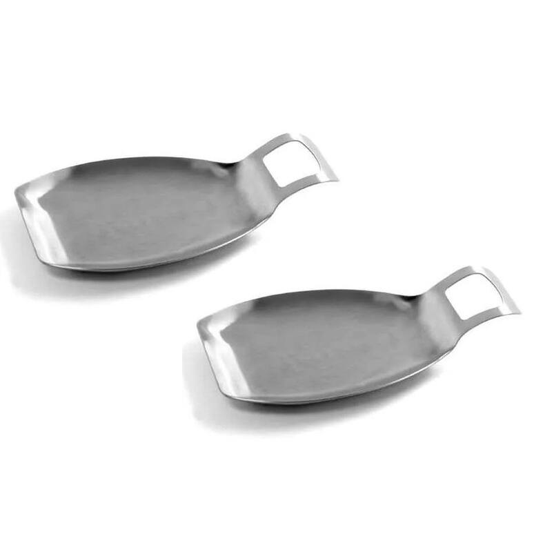 Norpro 10" x 5.5" Jumbo Stainless Steel Kitchen Utensil Holder Spoon Rest - 2-pack
