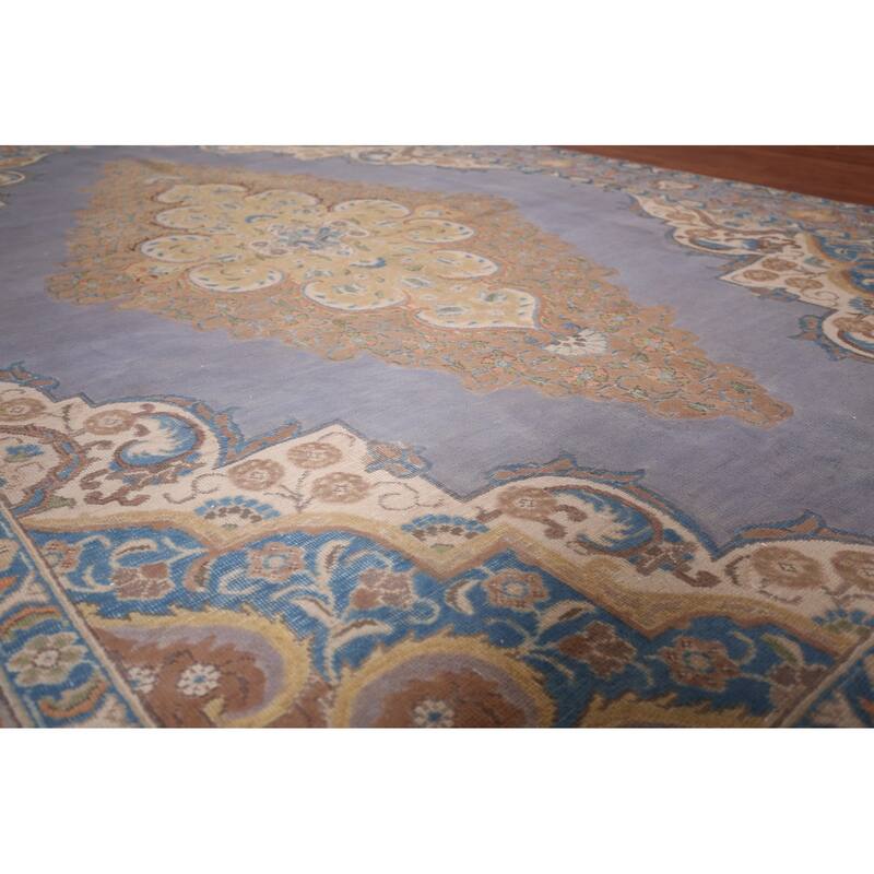 Blue Tabriz Persian Vintage Area Rug Handmade Living Room Wool Carpet - 8'0"x 11'7"