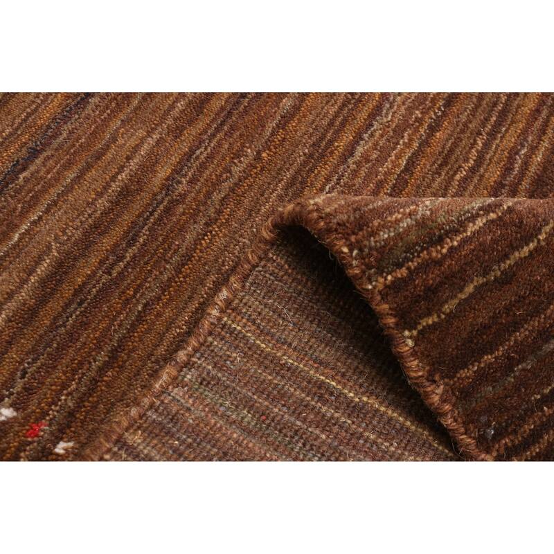 ECARPETGALLERY Hand Loomed Kashkuli Gabbeh Dark Brown Wool Rug - 3'11 x 6'1