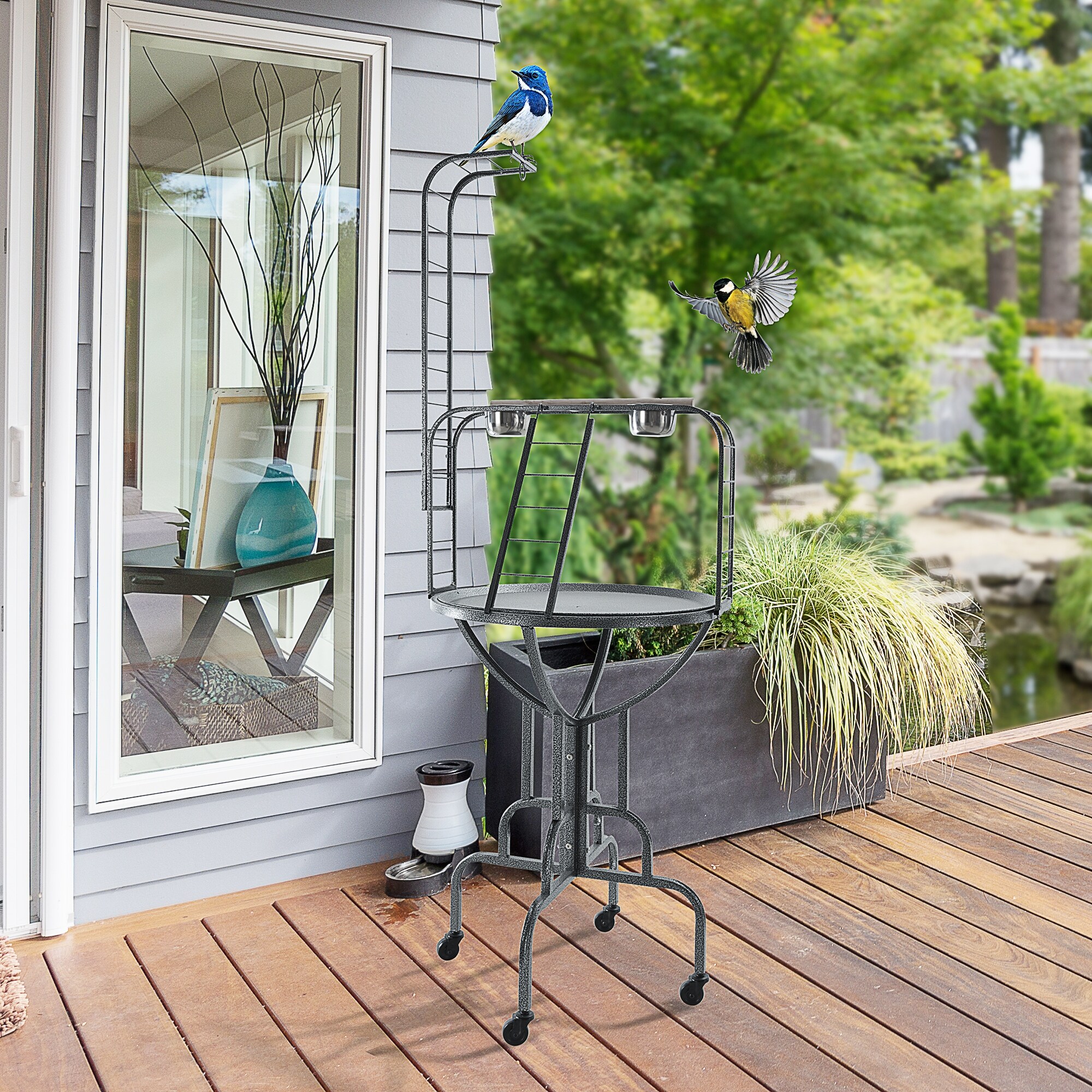 bird perch stand with wheels