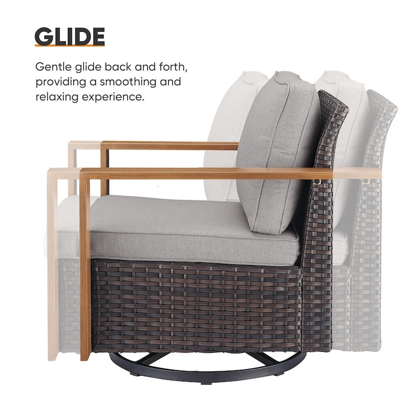 Pocassy 5 Pieces Outdoor Wicker Chair with Fire Table Set
