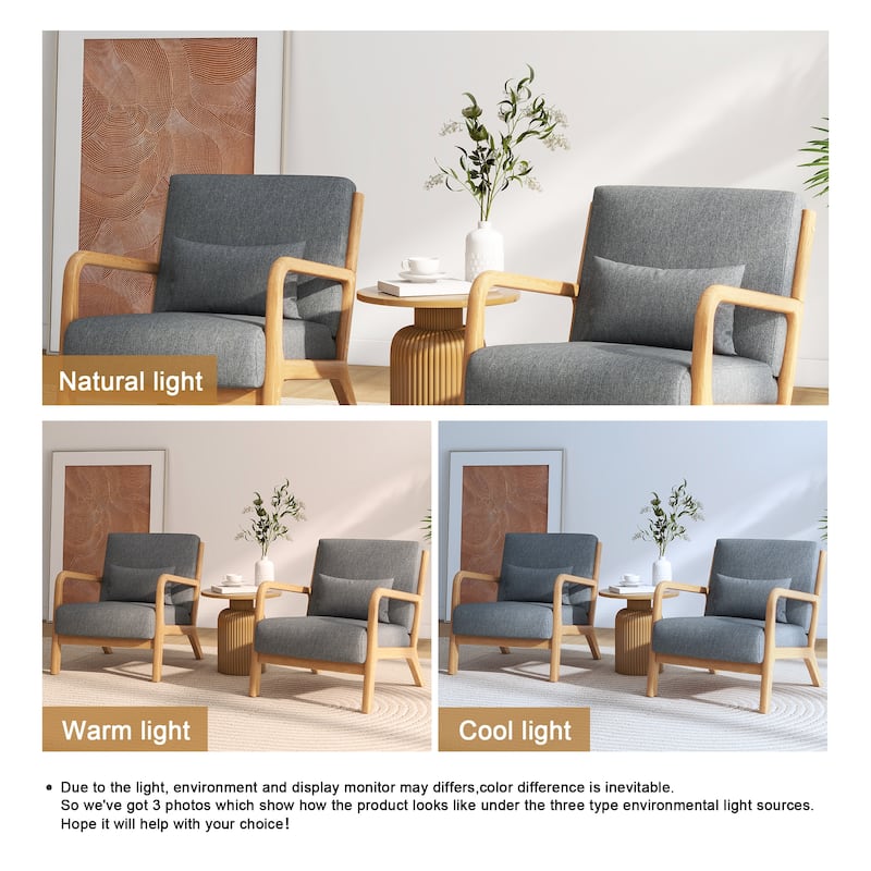2 Set Mid Century ModernUpholstered Accent Chairs Armchair with Pillow