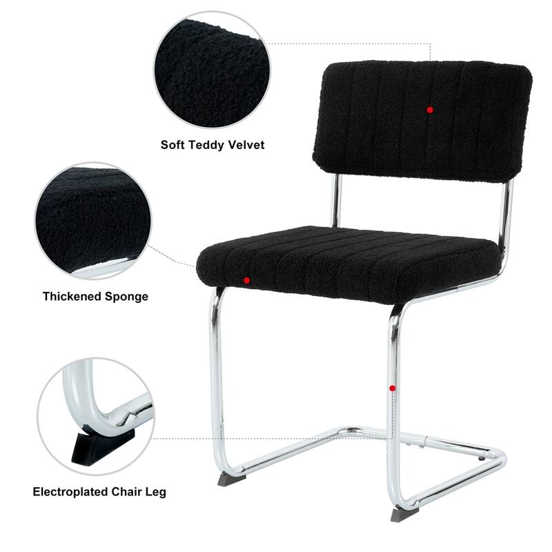 Modern Simple Light Luxury Dining Chair with Metal Leg(set of 2)