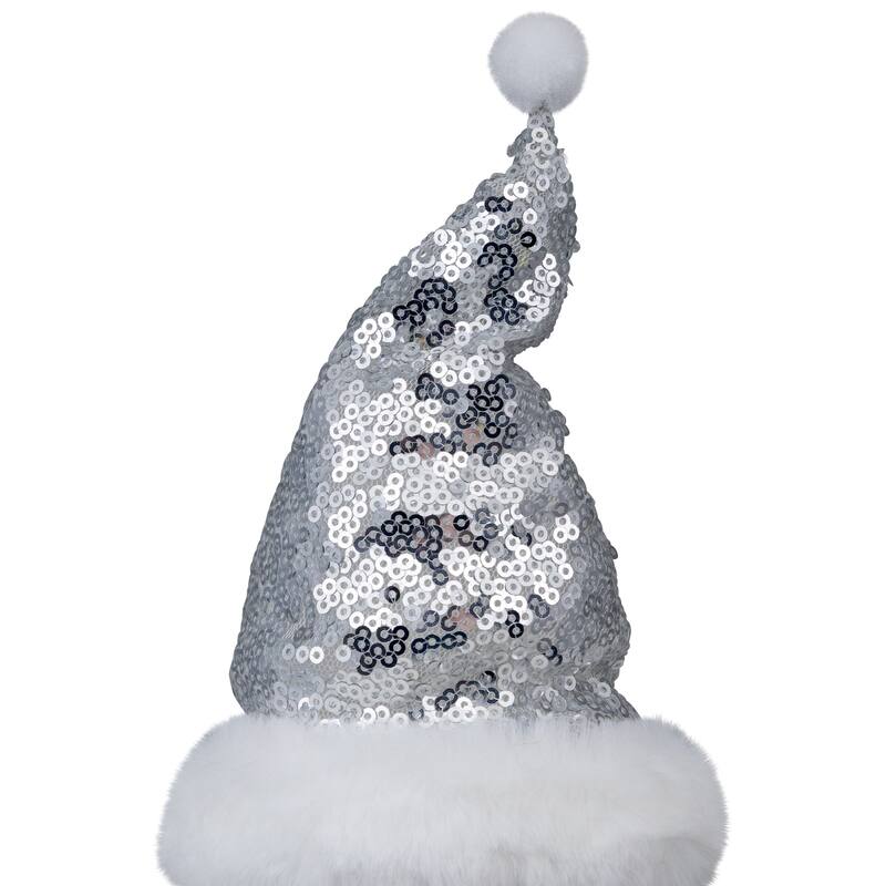 Frosted Sequined Christmas Snowman Figure - 12" - White and Silver