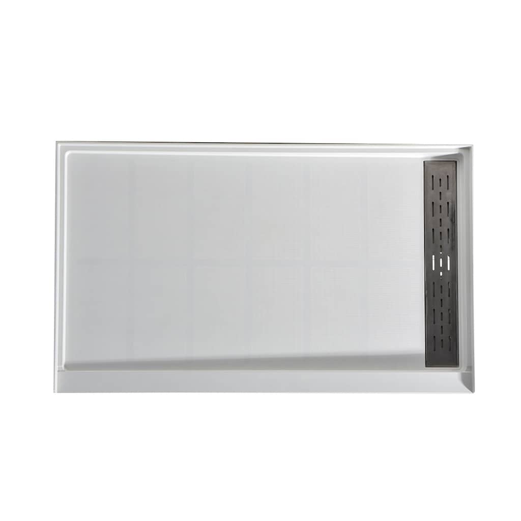 Alexander 60 in. L x 32 in. W Alcove Shower Pan Base with Right Drain in Glossy White Marine Acrylic