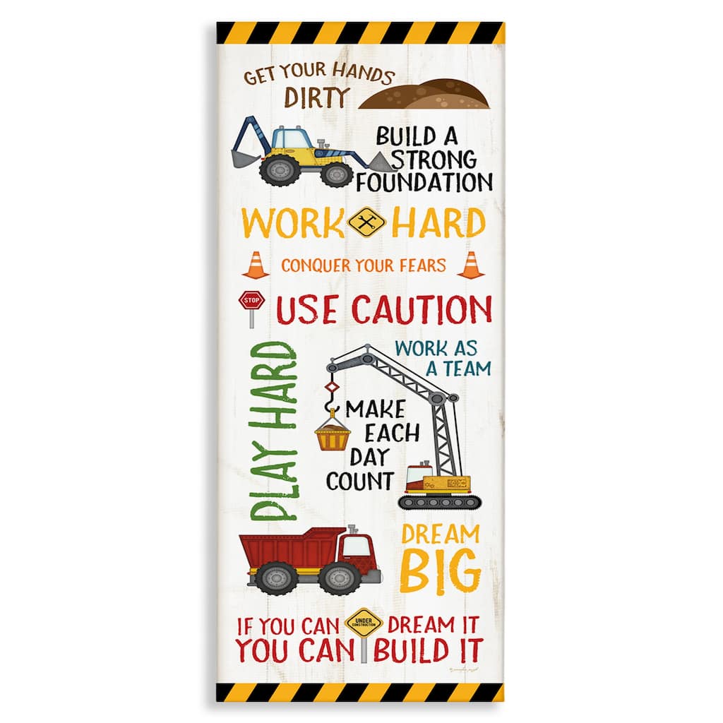 Stupell Kids' Construction Zone Vehicles Motivational Phrases Canvas Wall Art