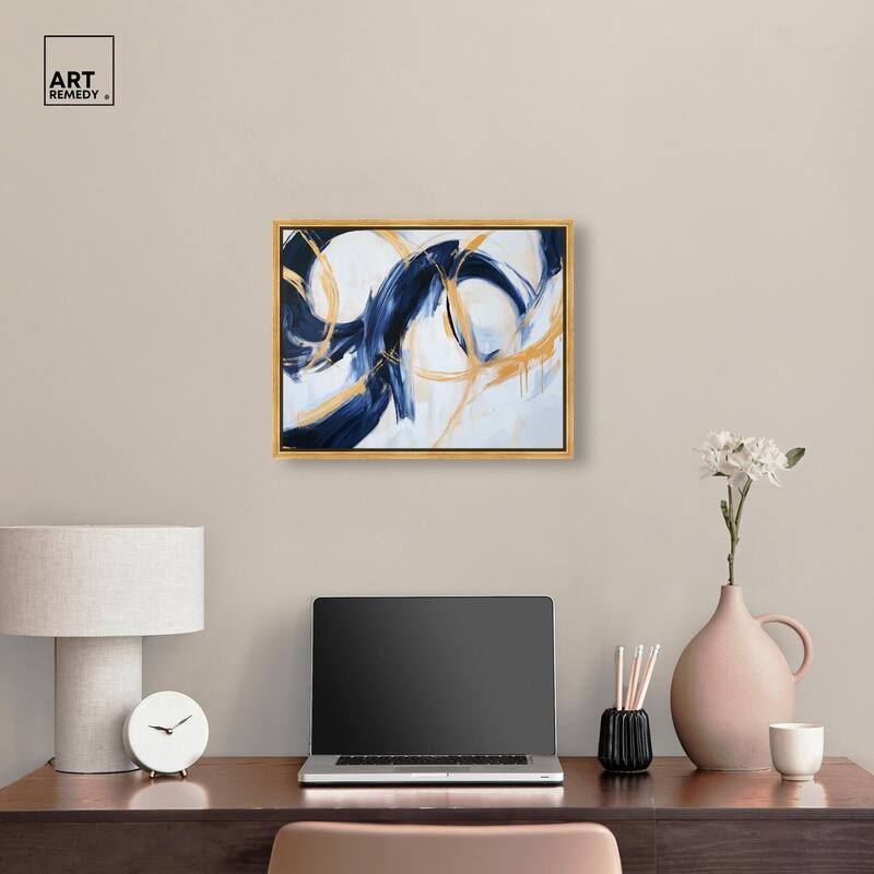 Navy and Gold Rings I Canvas by Art Remedy