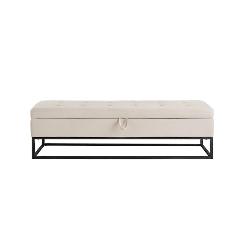 58.6" Bed Bench Metal Base with Storage Velvet Space-Saving Sofas for Living Room, Apartment and Office