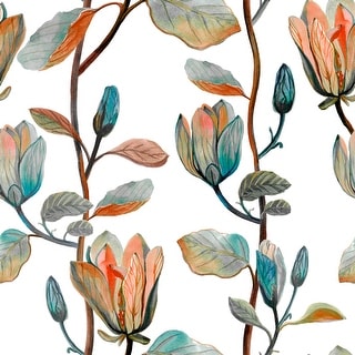 Watercolor Magnolia Flower Peel and Stick Wallpaper - 24'' W x 10' L - On Sale - Overstock - 35173180