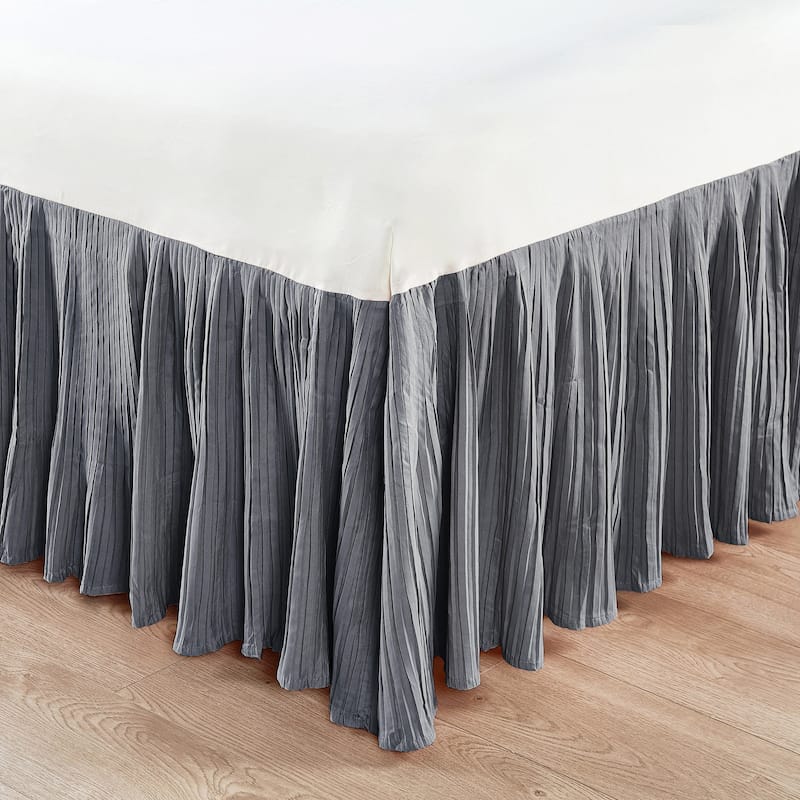 Serenta Pleated Bedskirt 18" Drop - 32 Color Options - Queen - mystic grey