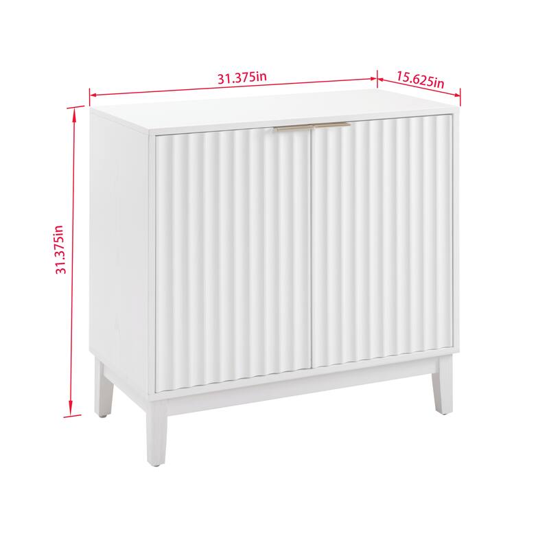 2 Doors Sideboard Buffet Cabinet, Fluted Storage Cabinet, Wood Accent Table with Adjustable Shelves, Console Table