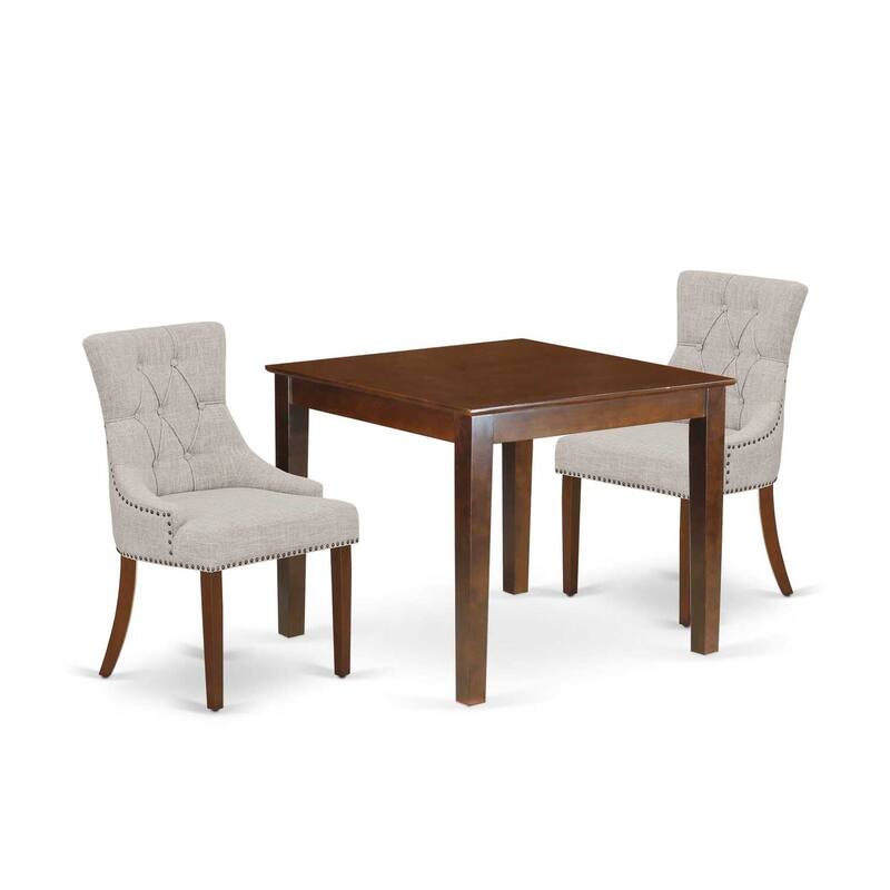 HomeStock 3-Piece Mahogany Finish Square Solid Wood Top Dining Table Set