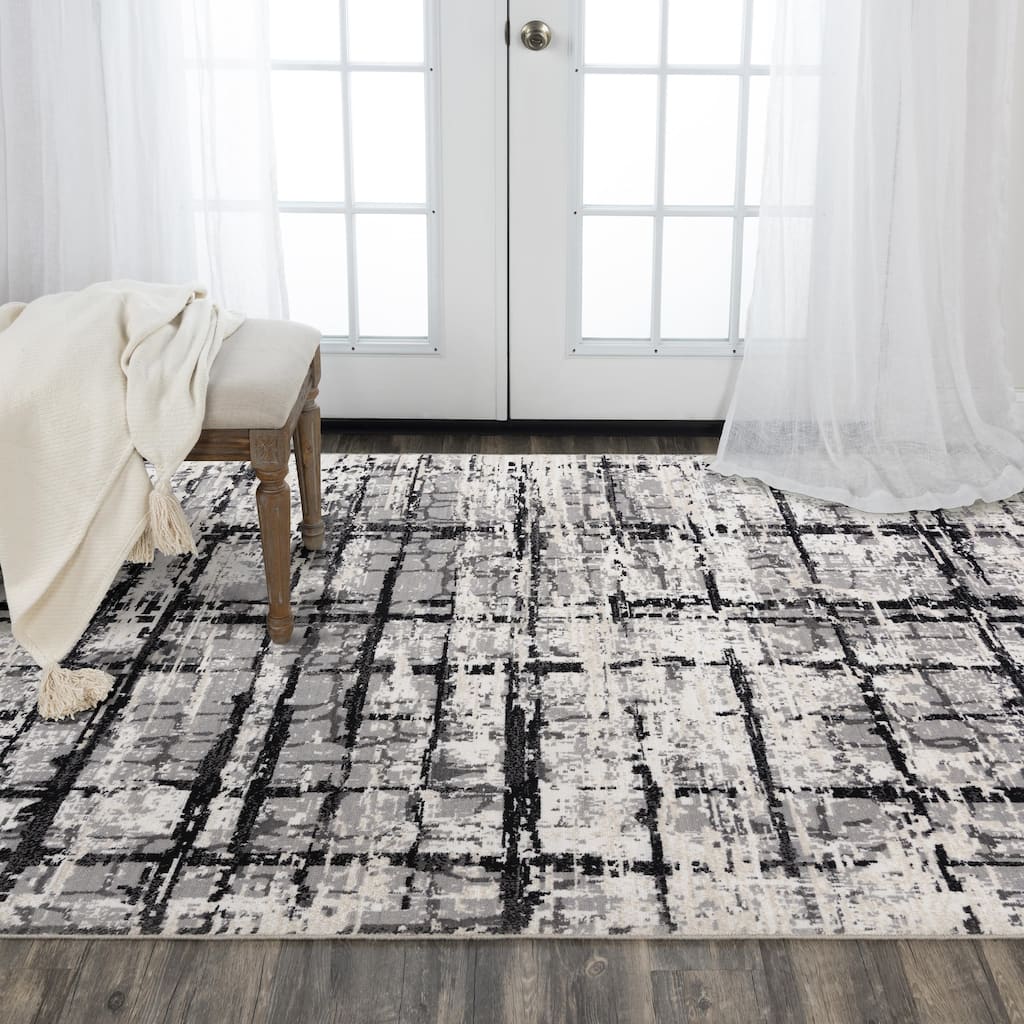 Alora Decor Aurora Transitional Black/Ivory Wool/Tencel Area Rug