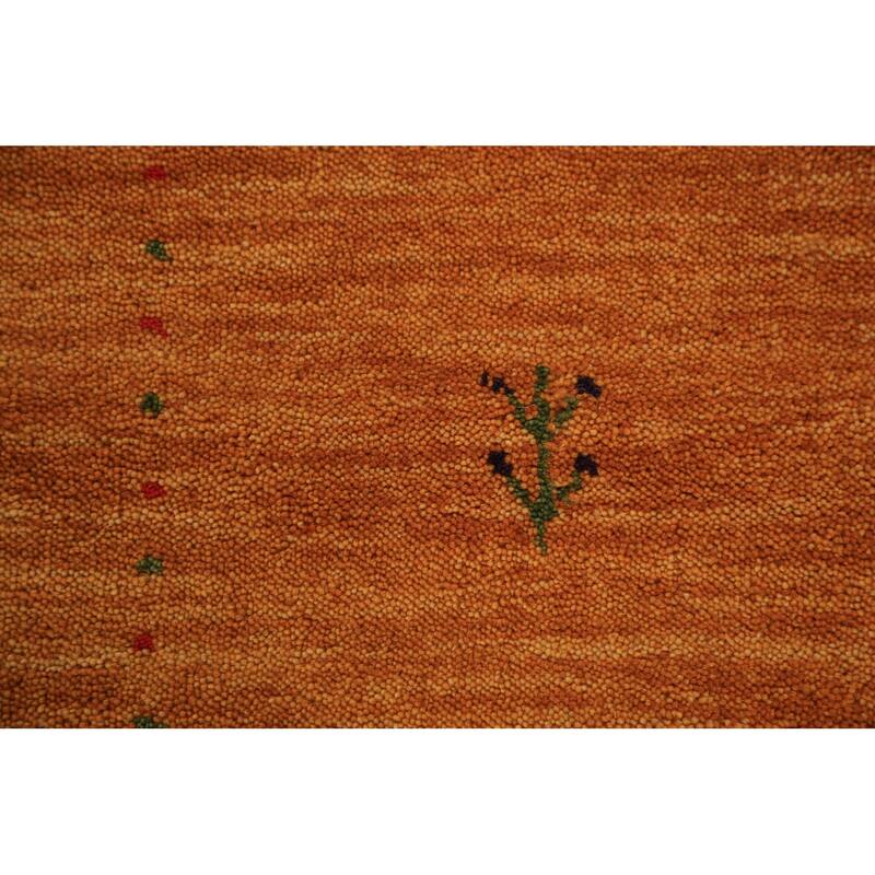 Orange Gabbeh Modern Area Rug Hand-Knotted Wool Carpet - 5'3" x 8'0"