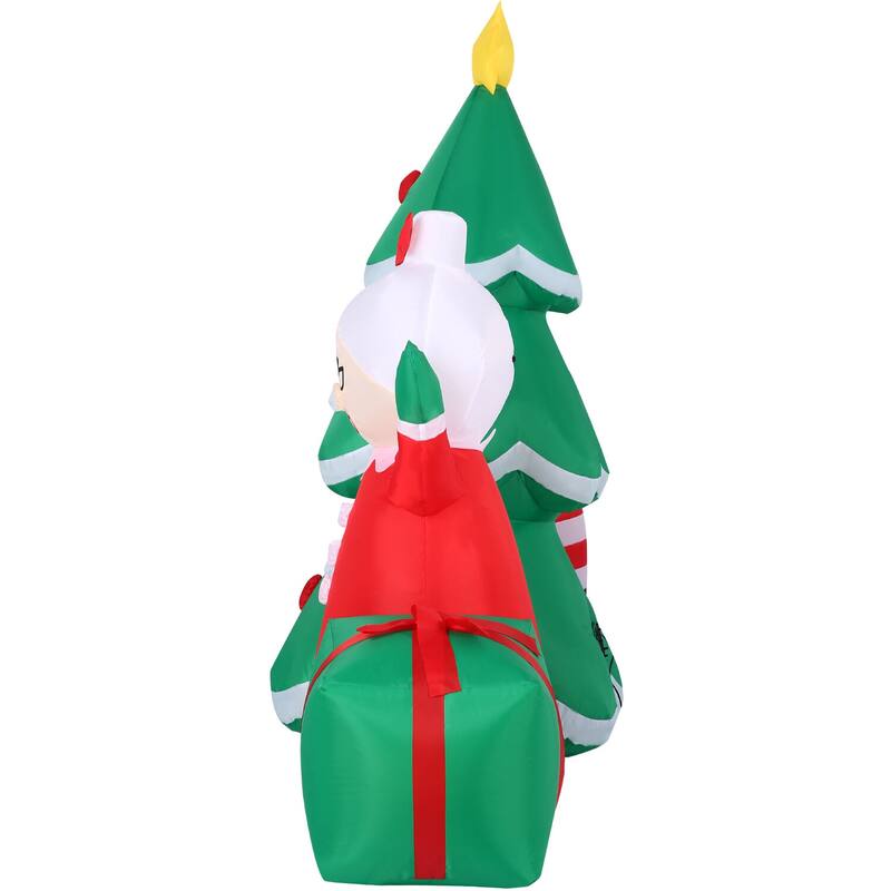 Fraser Hill Farm 7.5-Ft. Wide Prelit Santa and Mrs. Claus by Christmas Tree Inflatable