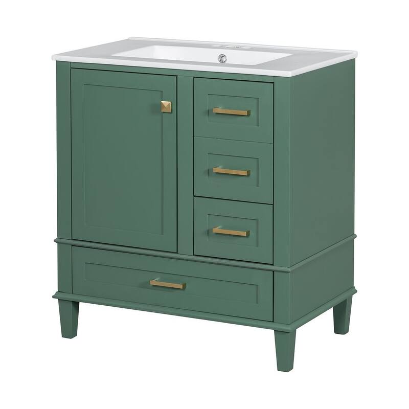 30" Bathroom Vanity With Sink, Solid Wood Bathroom Storage Cabinet