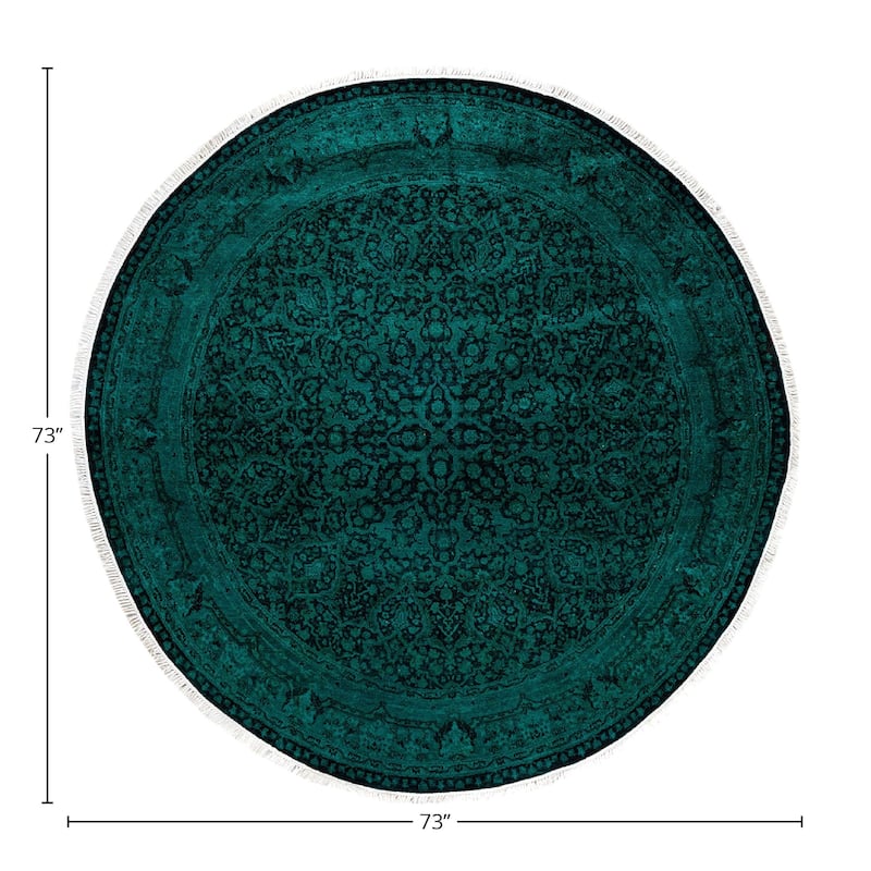 Fine Vibrance, One-of-a-Kind Hand-Knotted Area Rug - Green, 6' 1" x 6' 1" - 6' 1" x 6' 1"