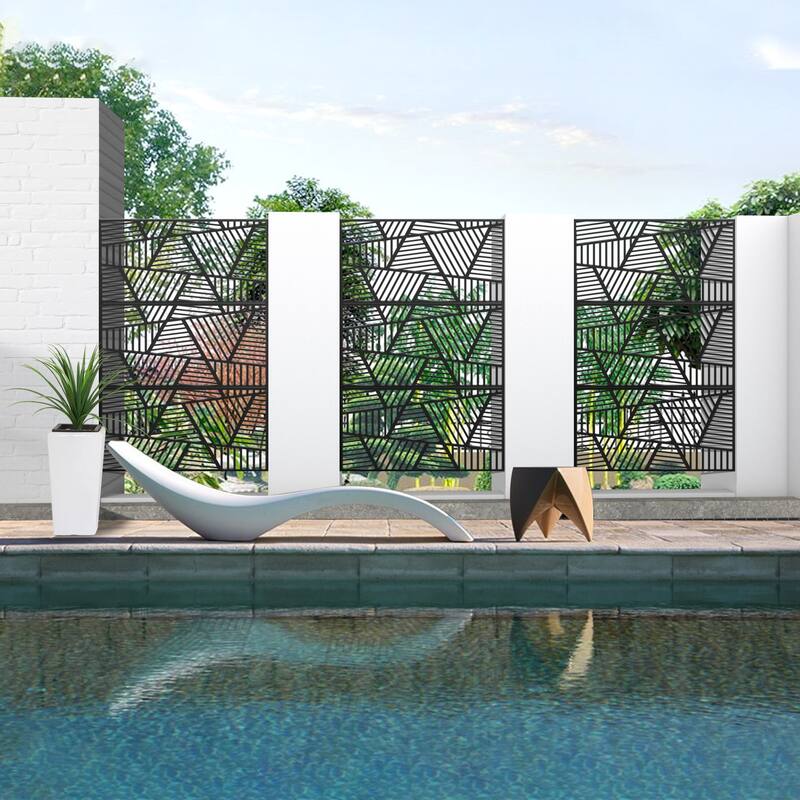 Metal Privacy Screen Wall Decoration Free Standing-6.3 ft. H X 4 ft. W