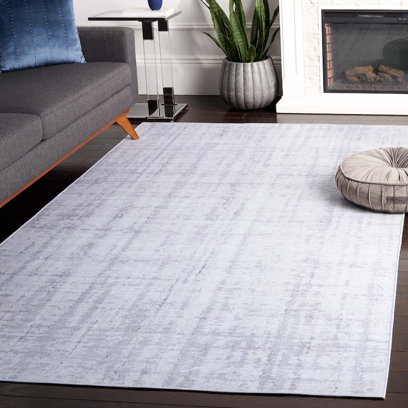 SAFAVIEH Tacoma Marcia Mid-Century Modern Machine Washable Rug. - 4' x 6' - Light Grey/Grey