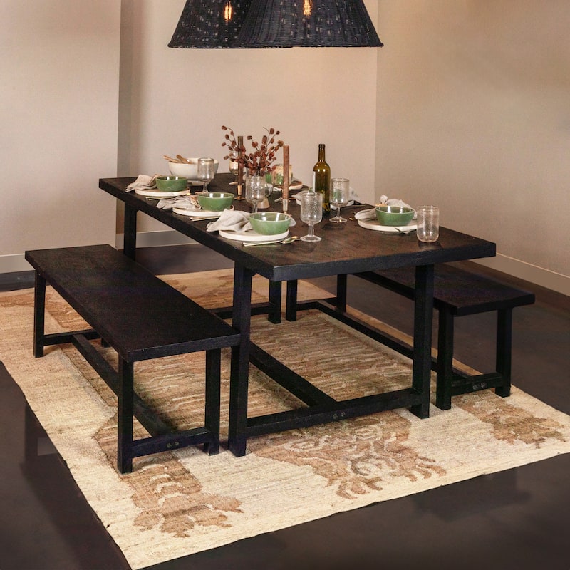 Elegant Acacia Wood Rectangular Dining Table - 79.0"L x 36.0"W x 30.0"H