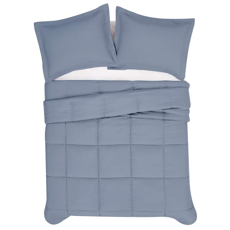Truly Soft Garment Wash Solid Comforter Set