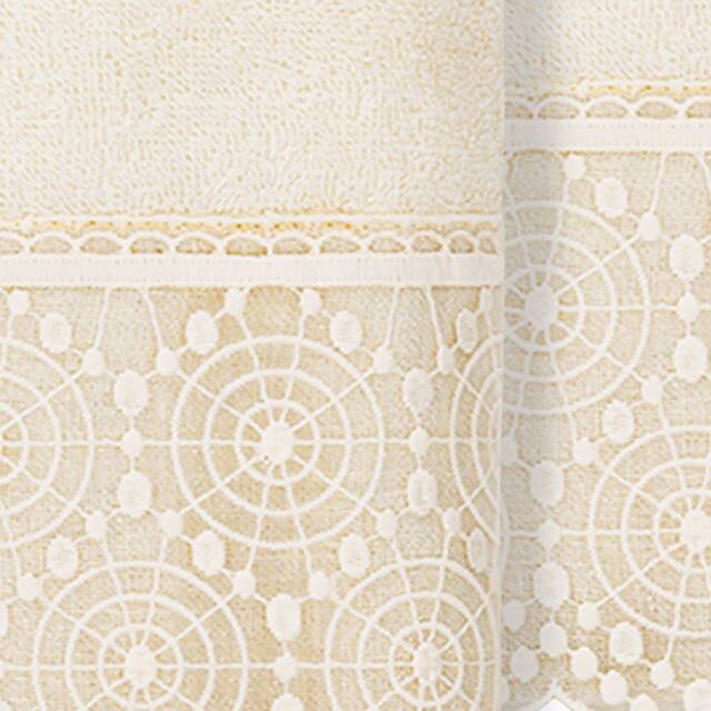 Authentic Hotel and Spa 100% Turkish Cotton Arian 2PC Cream Lace Embellished Hand Towel Set