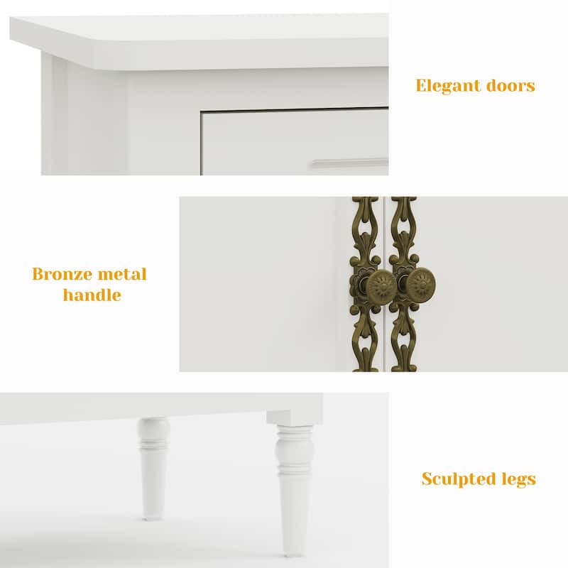 59" W Sideboard Cabinet with Adjustable Shelves and 4 Doors