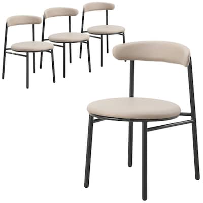 Lume Modern Dining Chair Upholstered in Polyester with Metal Legs Set of 4