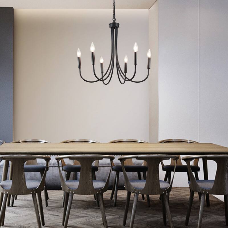 6-Light Candlestick Hanging Linear Chandelier Lighting for Kitchen Island