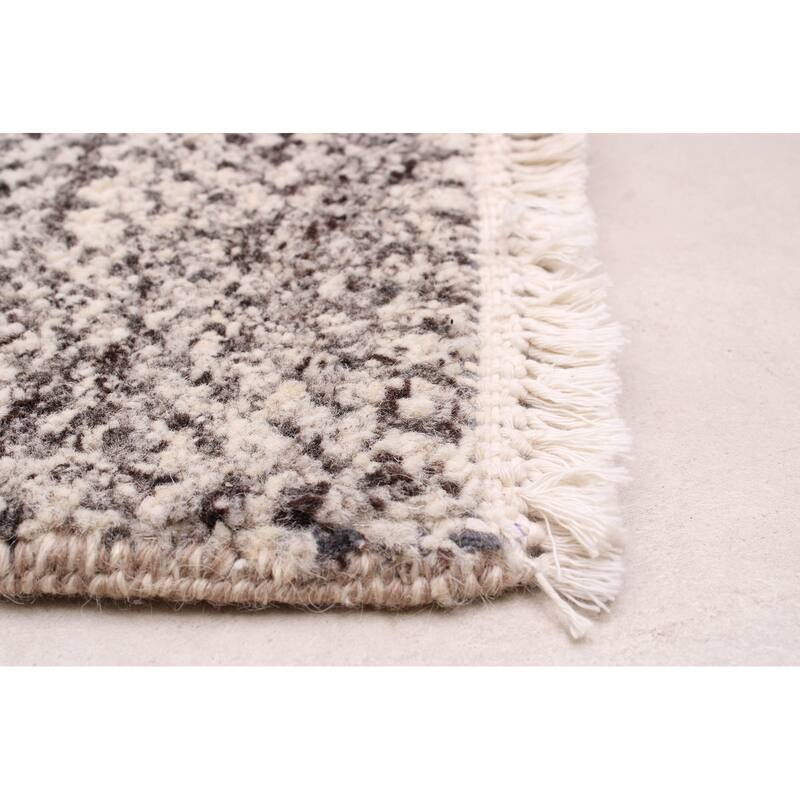 ECARPETGALLERY Hand-knotted Silk Shadow Grey Wool Rug - 4'10 x 6'11