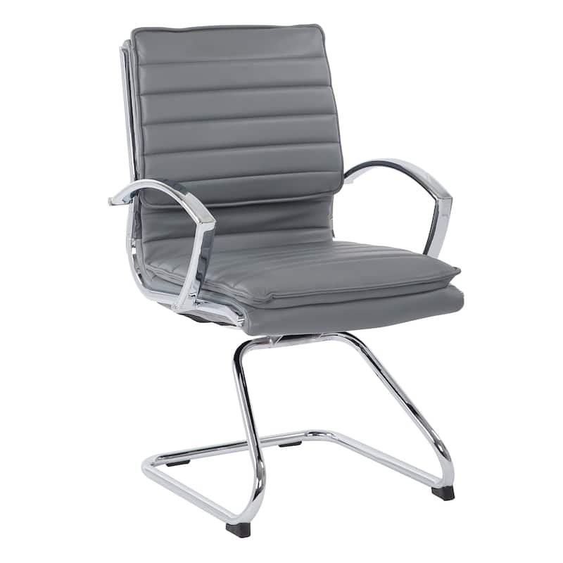 Guest Professional Faux Leather Chair with Chrome Sled Base and Removable Sleeves