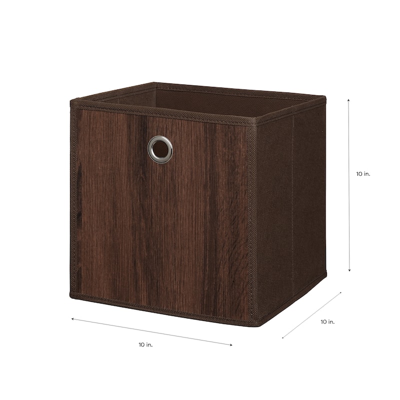Organize It All Faux Wood Storage Cube in Dark Brown - 10"x10"x10"