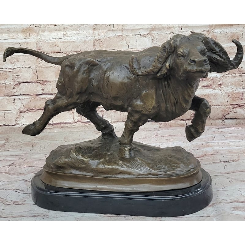 Running Water Buffalo Bull Bronze Sculpture Statue African Asian Wildlife Original Art