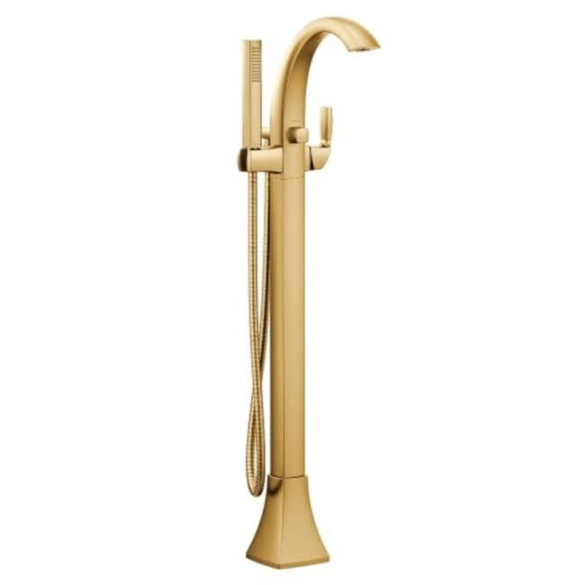 Moen Voss Floor Mounted Tub Filler with Riser and Built-In Diverter - - Brushed Gold