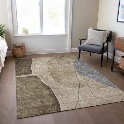Machine Washable Indoor/ Outdoor Chantille Modern Abstract Rug