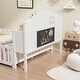 preview thumbnail 18 of 39, Full-Size Montessori Floor Bed with Bookcases & Blackboards, Solid Wood Design for Kids with Guardrails & Storage, Grey