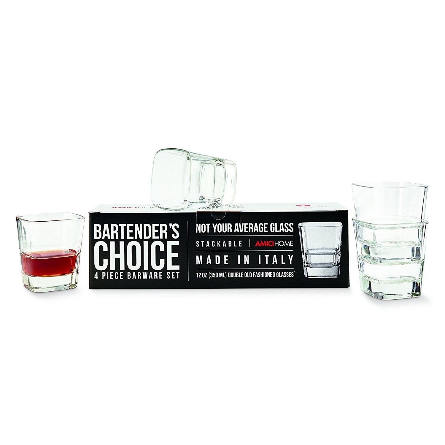 Amici Bartenders Choice Palladio Quadro Double Old Fashioned Glass Set Of 4 Overstock 21724204