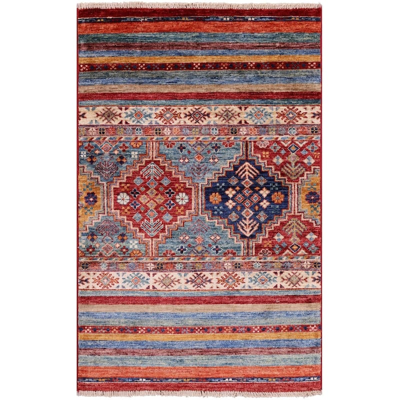 Golden Nile Khorjin Persian Gabbeh Hand Knotted Wool Rug - 2' 7" X 4' 0"