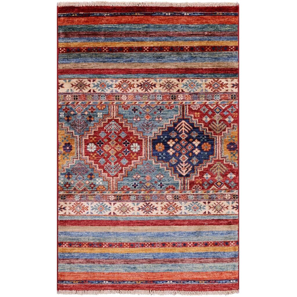 Golden Nile Khorjin Persian Gabbeh Hand Knotted Wool Rug - 2' 7" X 4' 0"