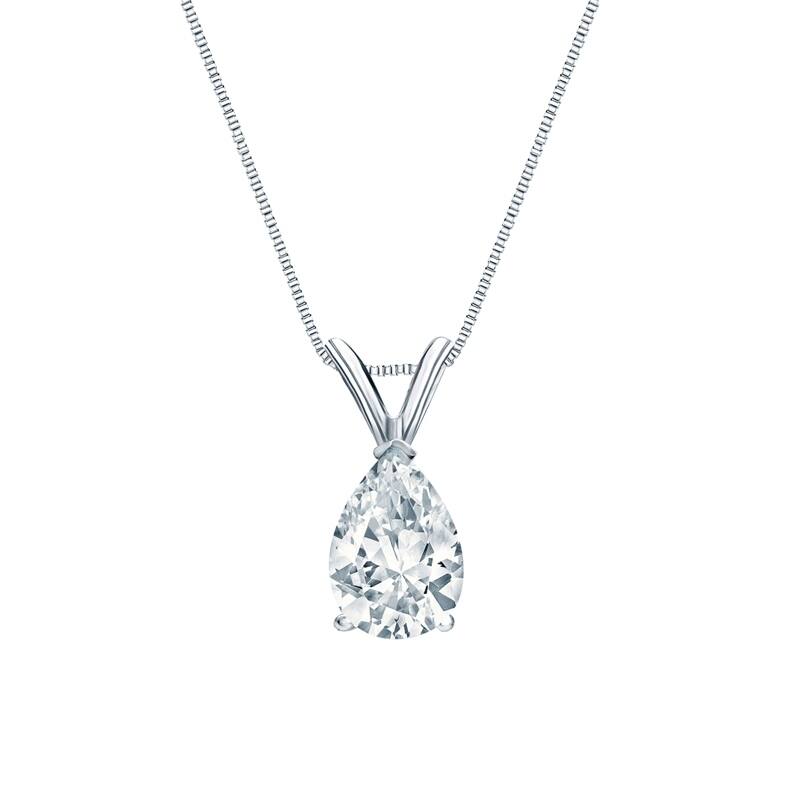 Auriya 14-karat Gold 0.75ctw Pear Solitaire Lab Grown Diamond Necklace V-End (H-I VS) Prong - 0.75 - White