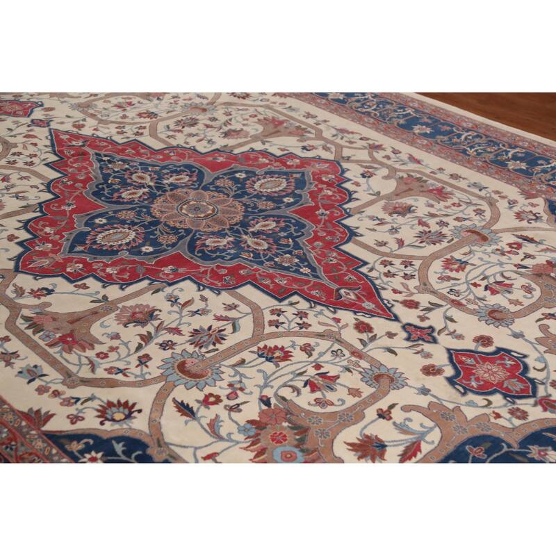 Vegetable Dye Aubusson Chinese Area Rug Beige Hand-Knotted Wool Carpet - 9'1"x 12'3"