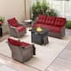 Option Brown Wicker & Red Cushion
